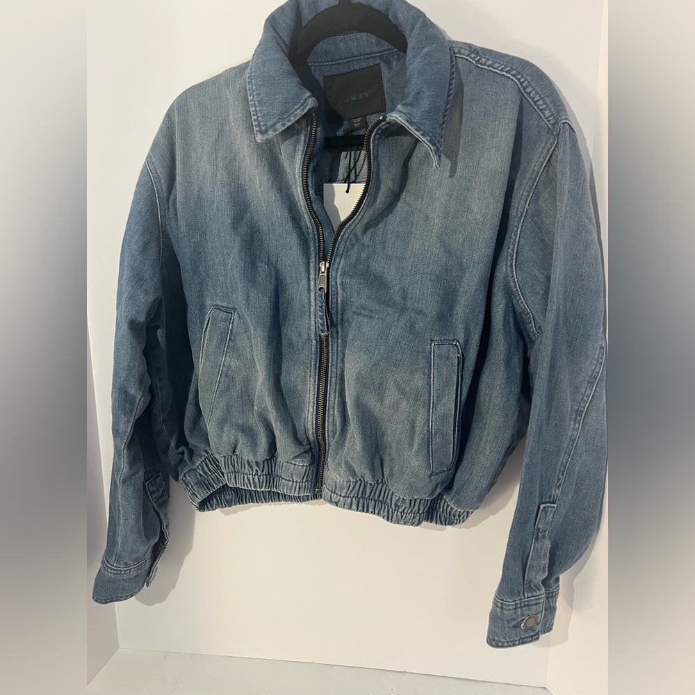 ZARA Denim Bomber Jacket ZW Collection, Medium. NWT - Picture 11 of 14
